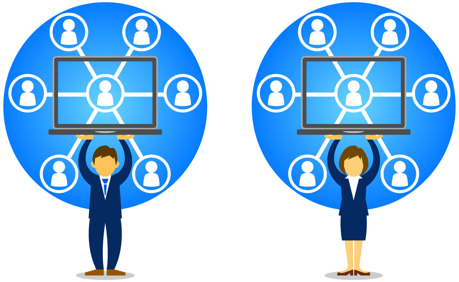 マーケティングについて学んでいる男女